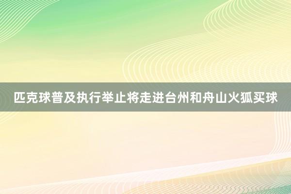 匹克球普及执行举止将走进台州和舟山火狐买球