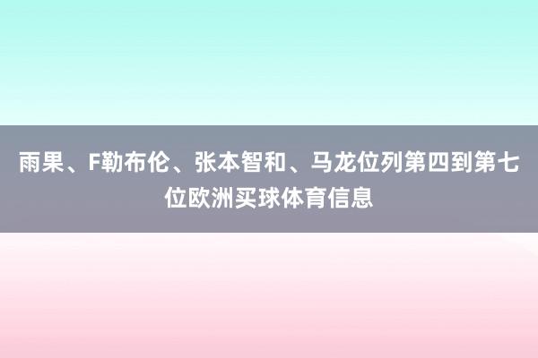 雨果、F勒布伦、张本智和、马龙位列第四到第七位欧洲买球体育信息