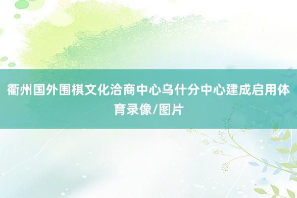 衢州国外围棋文化洽商中心乌什分中心建成启用体育录像/图片