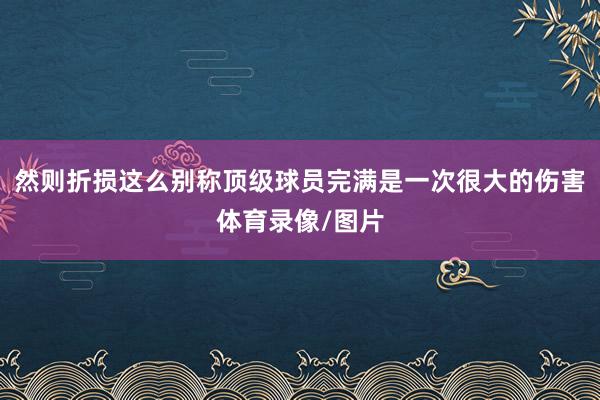 然则折损这么别称顶级球员完满是一次很大的伤害体育录像/图片